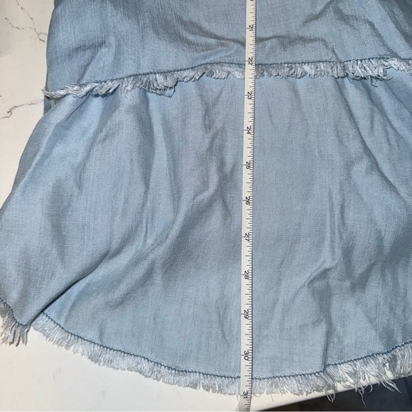 BB Dakota light wash chambray tencel atwell pants wide leg raw hem bellbottom  0 - Picture 13 of 13